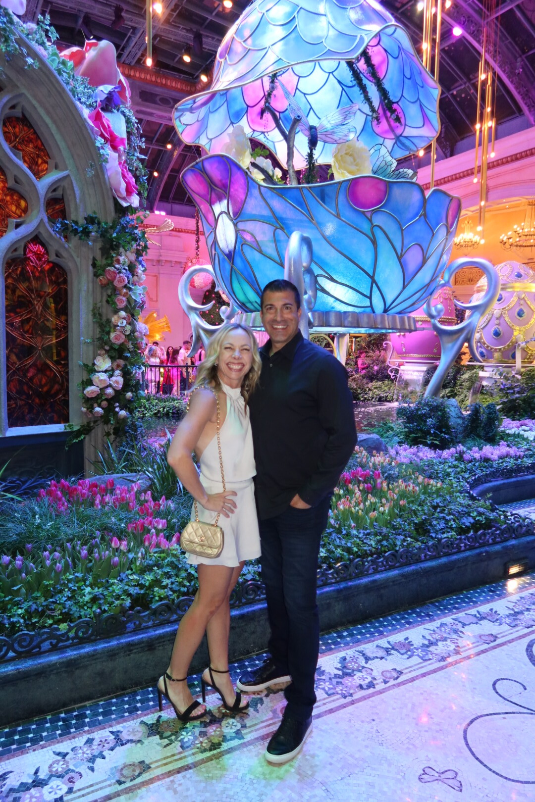 Amy and Tzahi Arbeli at the Bellagio Conservatory and Botanical Garden in spring bloom