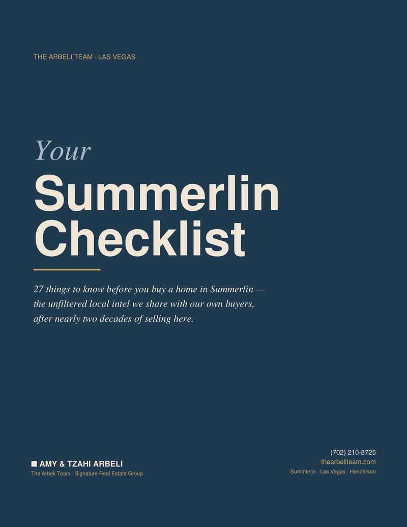 Summerlin Buyer's Checklist cover