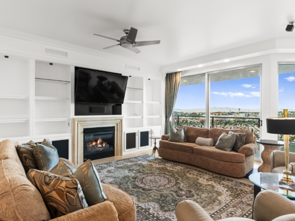 Elegant Las Vegas living room with a mountain view