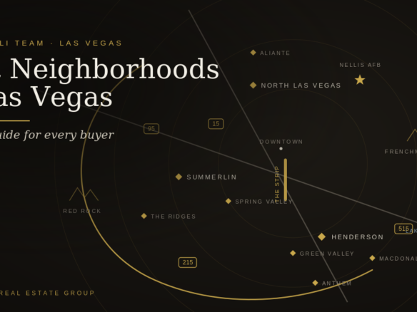 Stylized map of the best Las Vegas neighborhoods — Summerlin, Henderson, Spring Valley, North Las Vegas and more — by The Arbeli Team