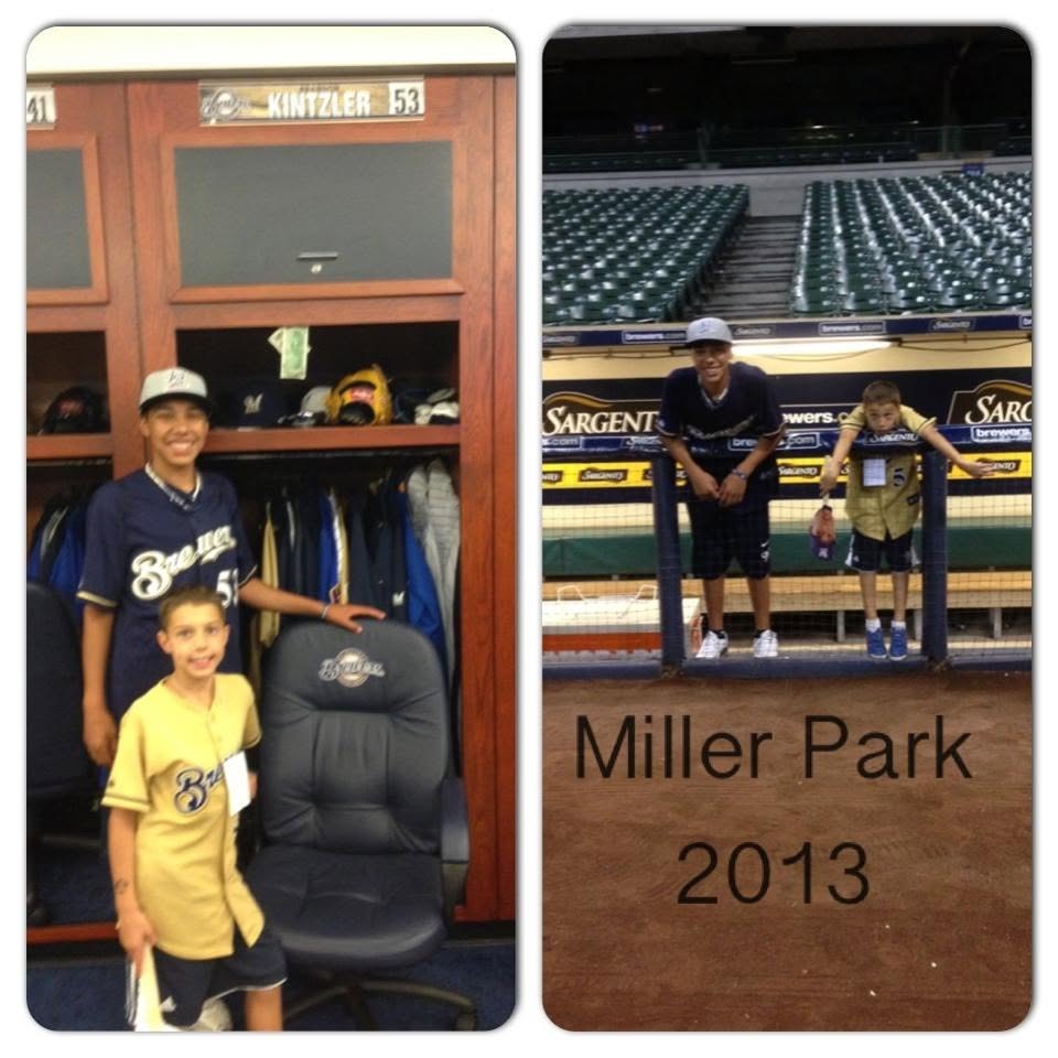 Throwback photo of a young Arbeli in a Brewers jersey at Miller Park in 2013