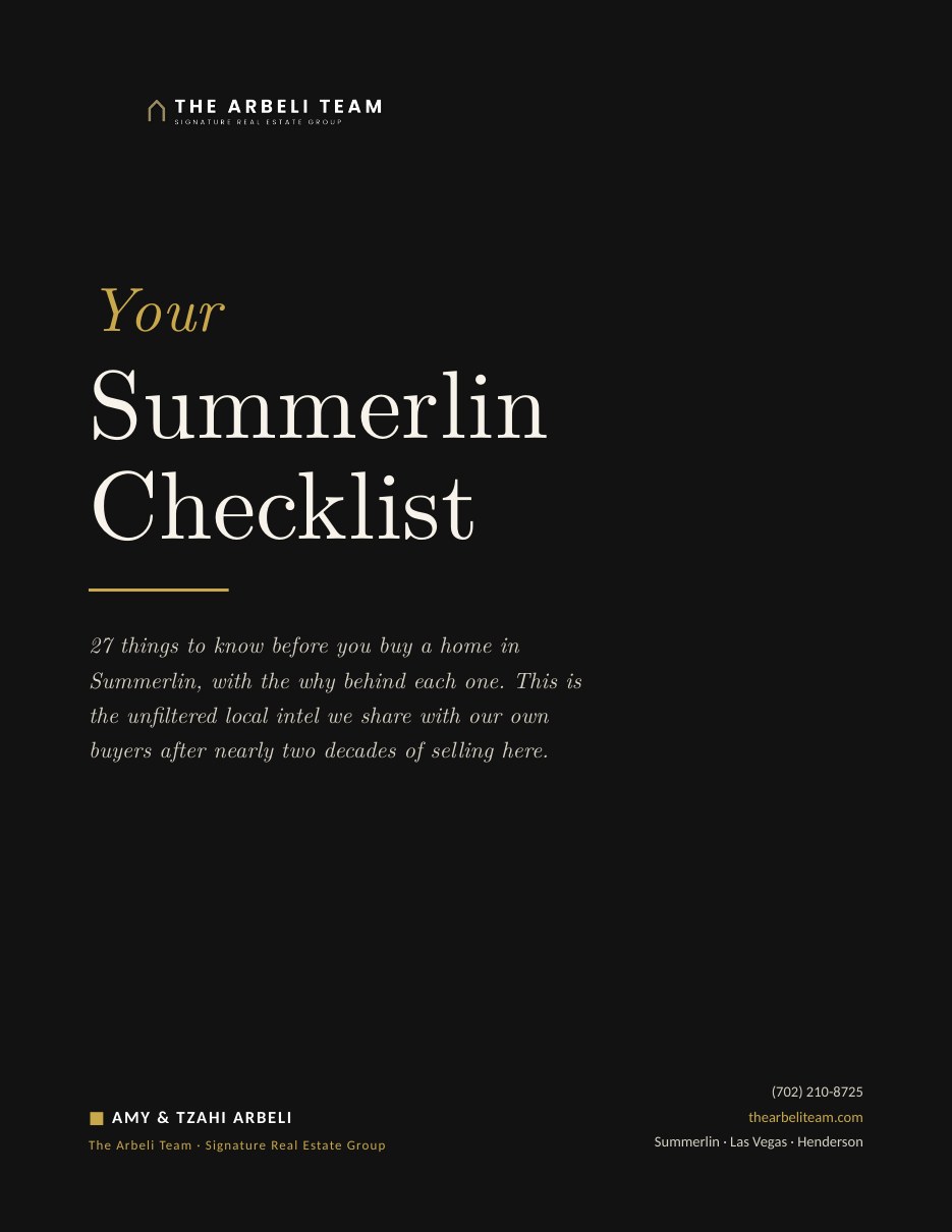 Summerlin Buyer's Checklist cover