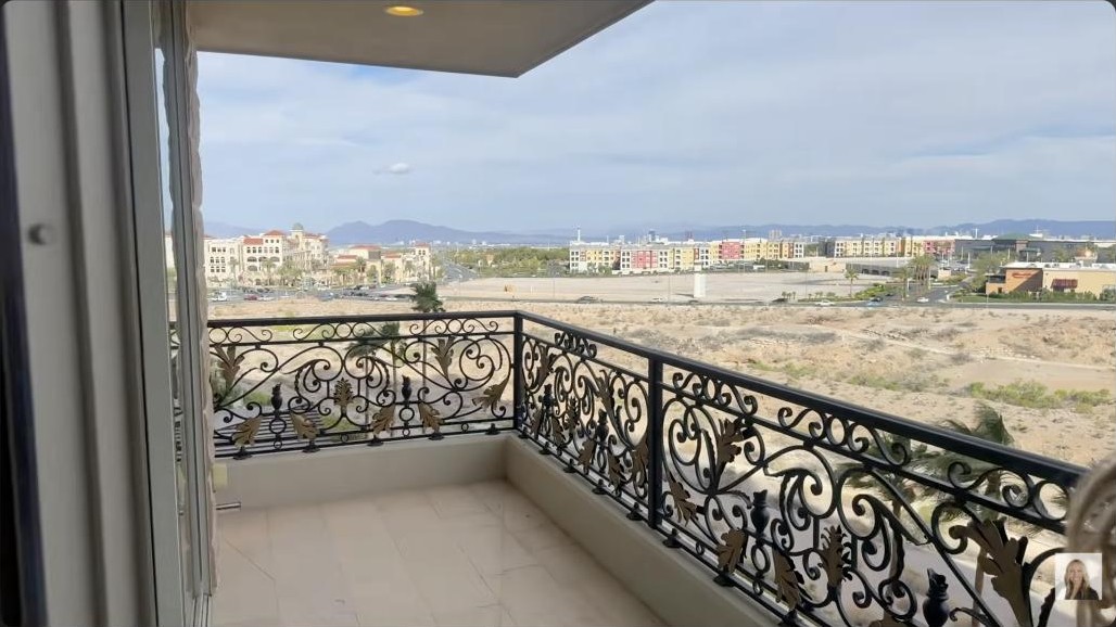 Private terrace overlooking Summerlin and the valley at the One Queenridge high rise