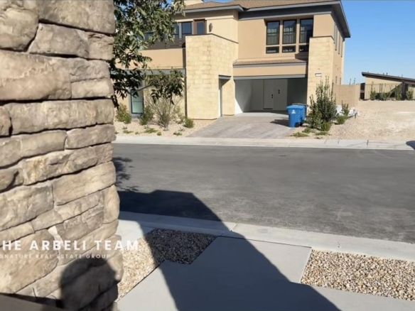 Modern Carlisle Peak home exterior with a rare 4-car garage in Summerlin West