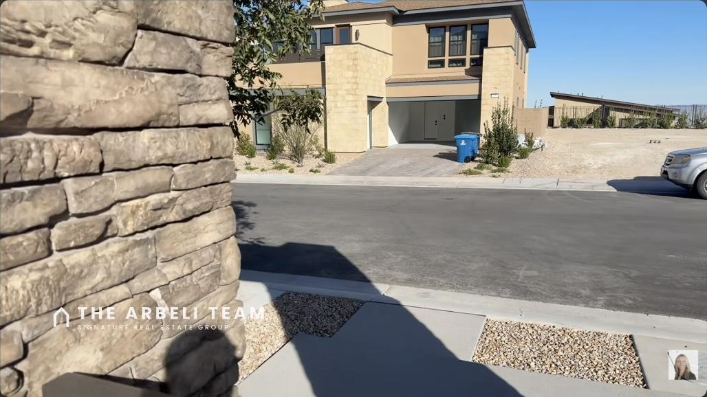 Modern Carlisle Peak home exterior with a rare 4-car garage in Summerlin West