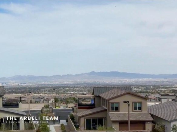 Las Vegas Strip and valley view from an elevated Edgewood lot at Summerlin Grand Park