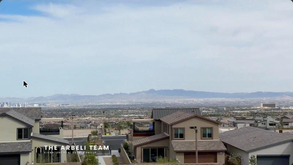 Las Vegas Strip and valley view from an elevated Edgewood lot at Summerlin Grand Park