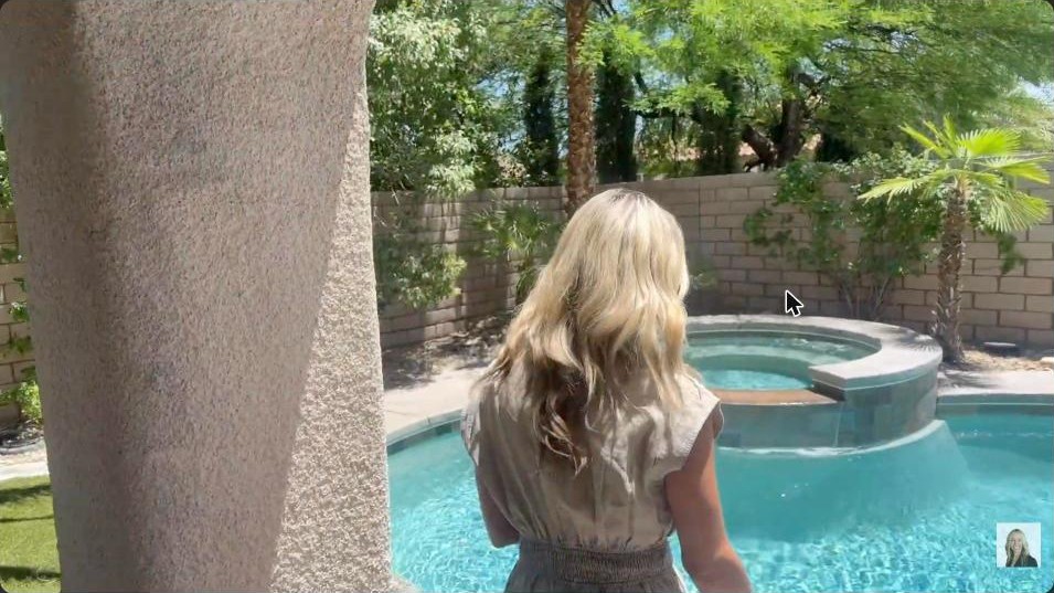 Backyard heated pool and raised spa at a Summerlin West casita home across from Paseo Park