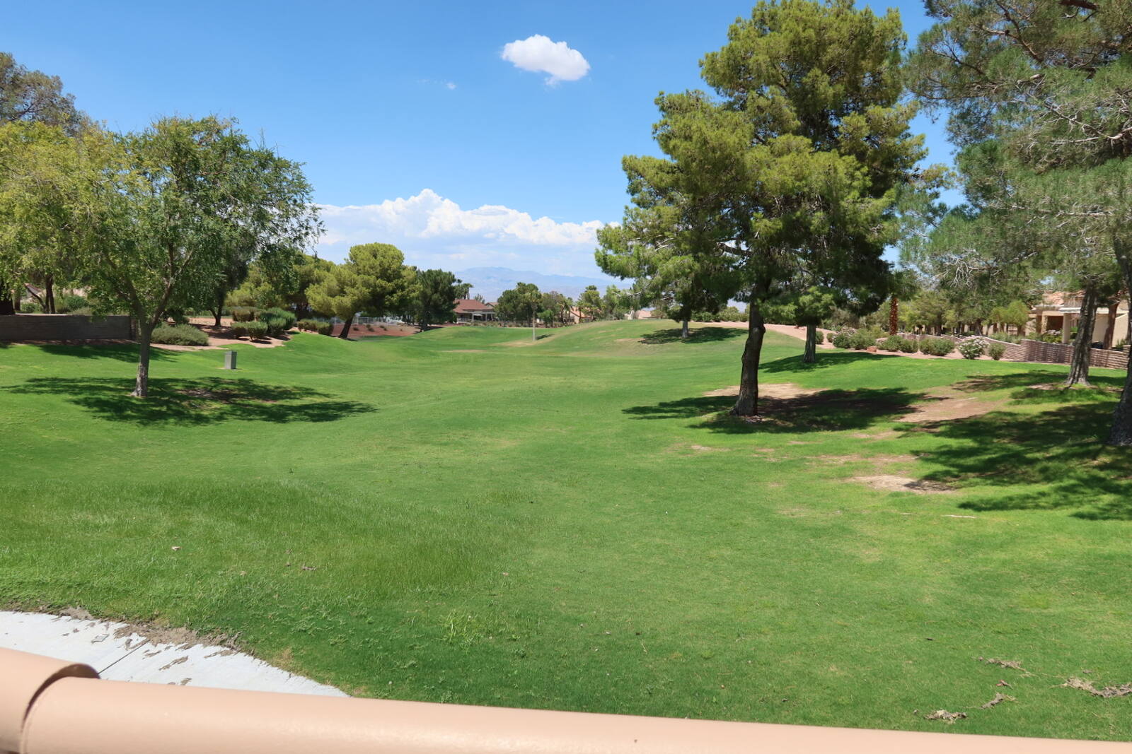 Sun City Summerlin golf course fairway with distant mountain views in Las Vegas