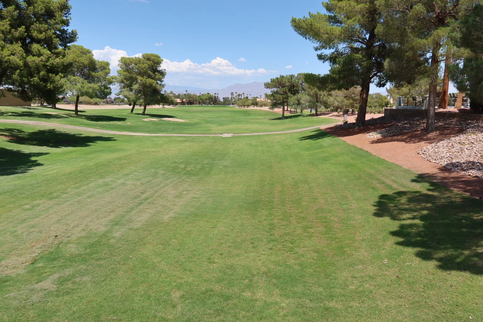 Golf cart path and fairway on a Sun City Summerlin golf course in Las Vegas