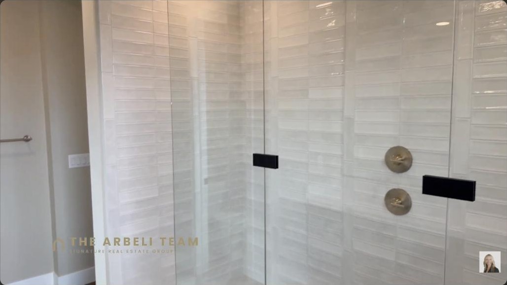 Spa-inspired primary bathroom walk-in shower in a Tri Pointe home at Grand Park Summerlin