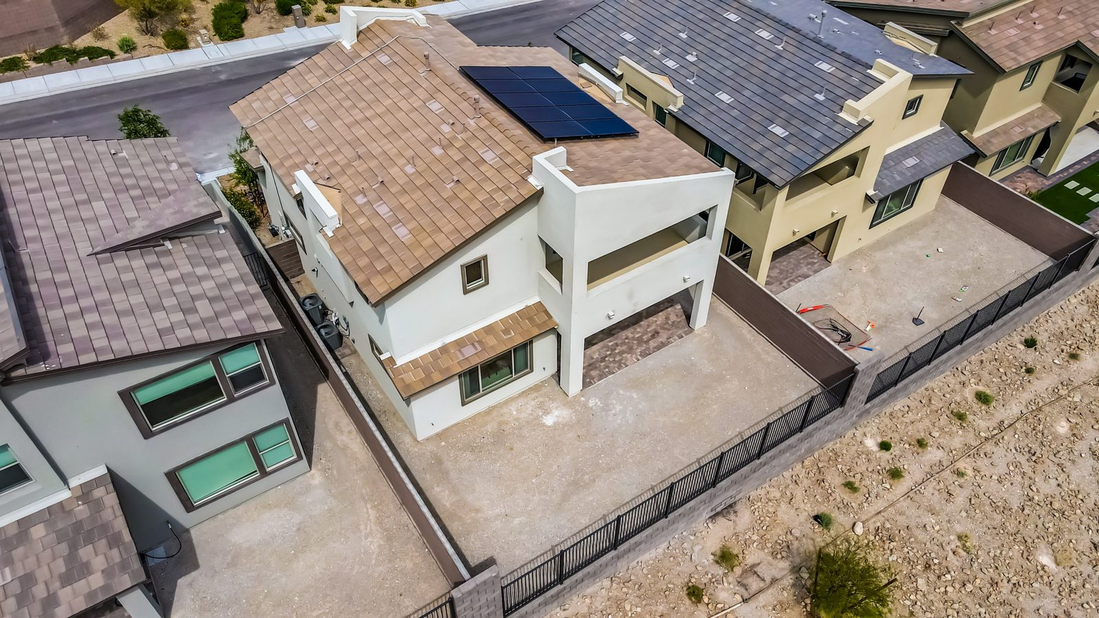 Overhead view of the owned solar panels on the roof of 12123 Glentana View Street