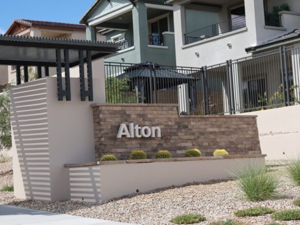 Entrance monument at Alton in the Grand Park village of Summerlin West, Las Vegas, Nevada 89138