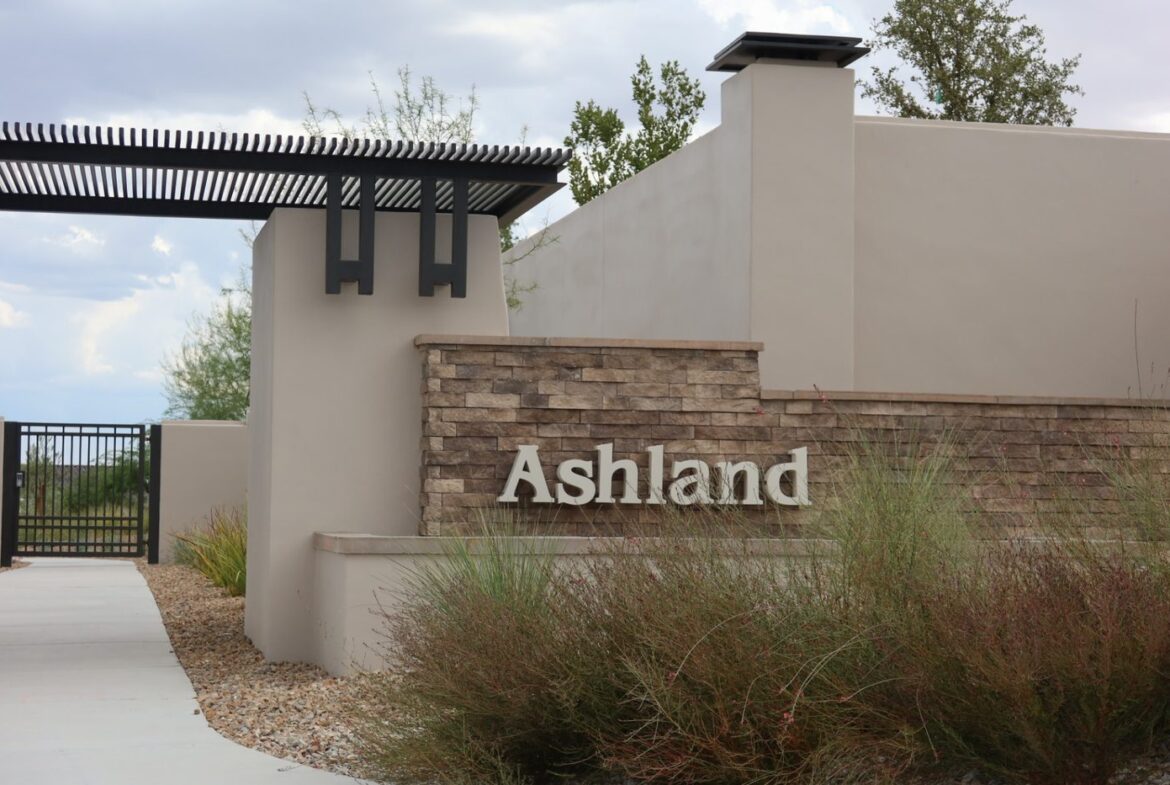 Entrance monument at Ashland, a Taylor Morrison neighborhood in the Grand Park village of Summerlin West, Las Vegas, Nevada 89138