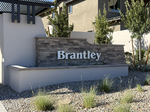 Entrance monument at Brantley in the Grand Park village of Summerlin West, Las Vegas, Nevada 89138