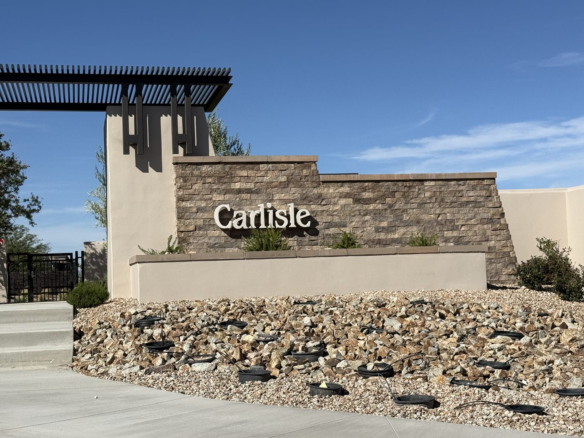Entrance monument at Carlisle Peak in the Grand Park village of Summerlin West, Las Vegas, Nevada 89138