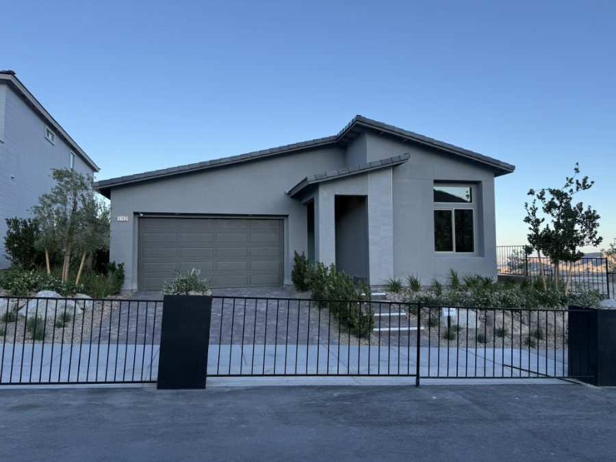 Single-story KB Home model in the Enclaves at Cloudbreak Ridge, Summerlin West, with desert mountain views