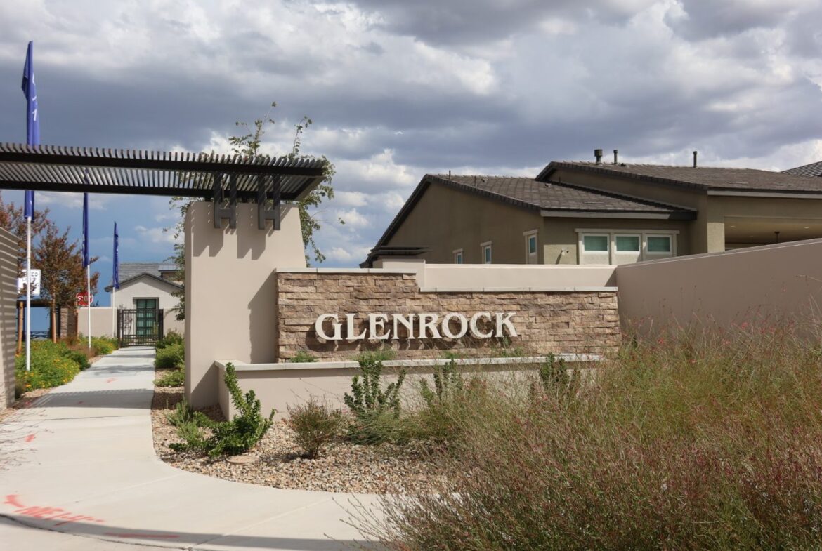 Entrance monument at Glenrock, a Toll Brothers neighborhood in the Grand Park village of Summerlin West, Las Vegas, Nevada 89138
