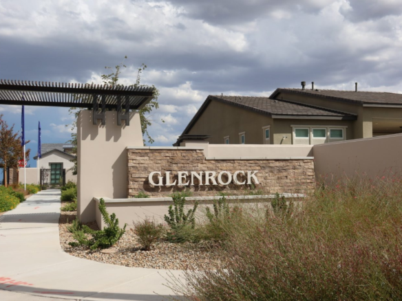 Entrance monument at Glenrock in the Grand Park village of Summerlin West, Las Vegas, Nevada 89138