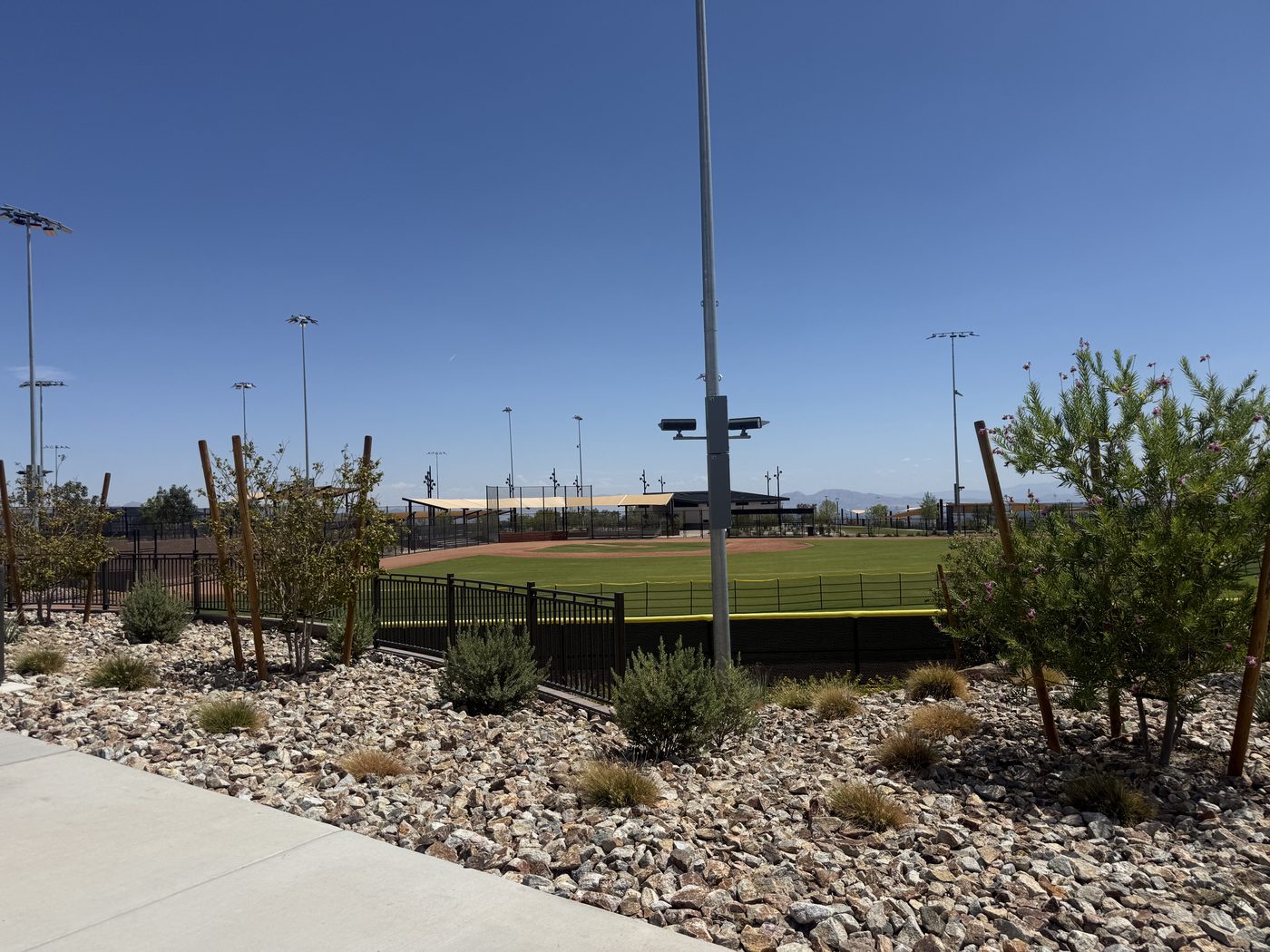 Lighted baseball field at Grand Park in Summerlin West, Las Vegas, Nevada