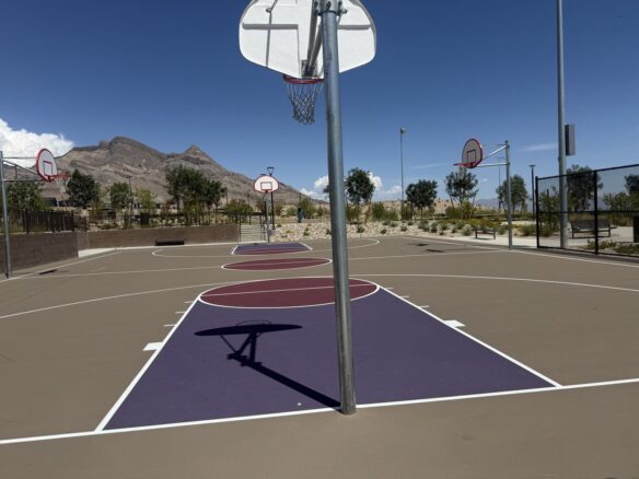 Outdoor basketball courts at Grand Park in Summerlin West, Las Vegas, Nevada