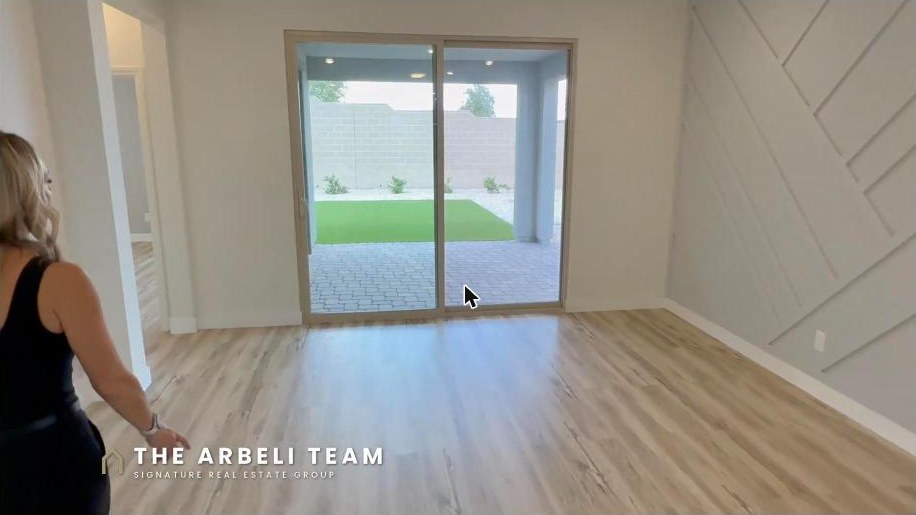 Covered patio with slider access from the great room in a Grand Park Summerlin West single story