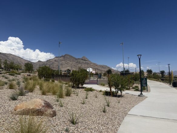 Paved walking path through Grand Park in Summerlin West, Las Vegas, Nevada