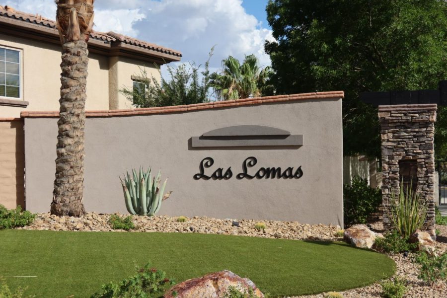 Entry wall at the gated Las Lomas community in The Paseos, Summerlin