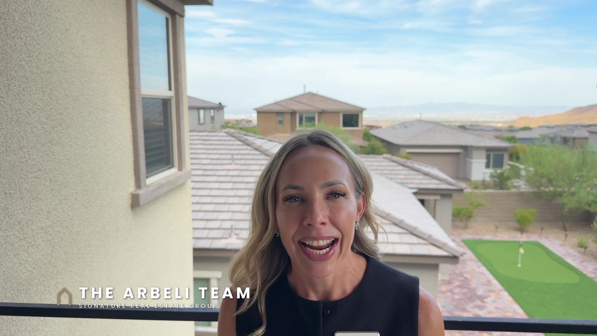 Amy Arbeli on the private terrace during the Stonebridge Summerlin home tour