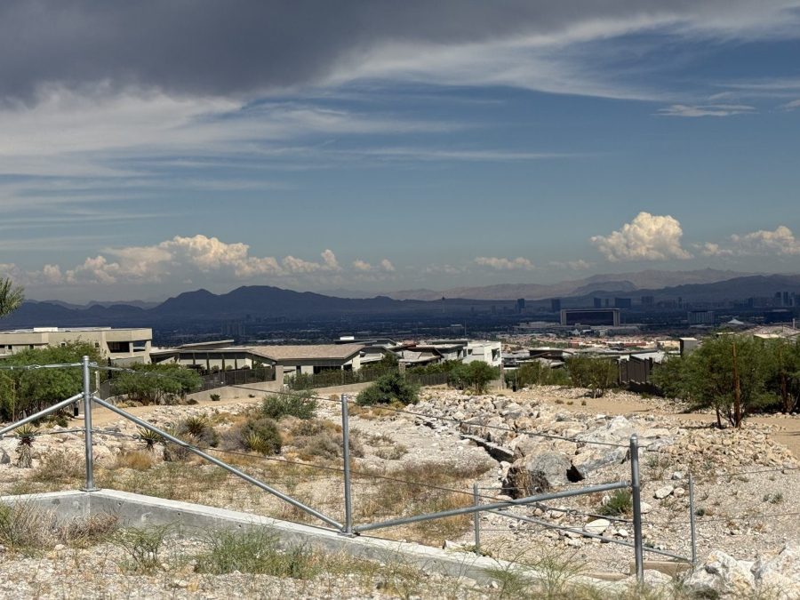 The Las Vegas Strip skyline seen from open space above Stonebridge in Summerlin