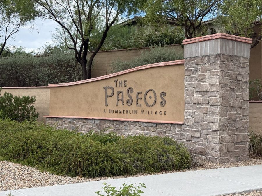 The Paseos village entrance monument in Summerlin, Las Vegas, Nevada
