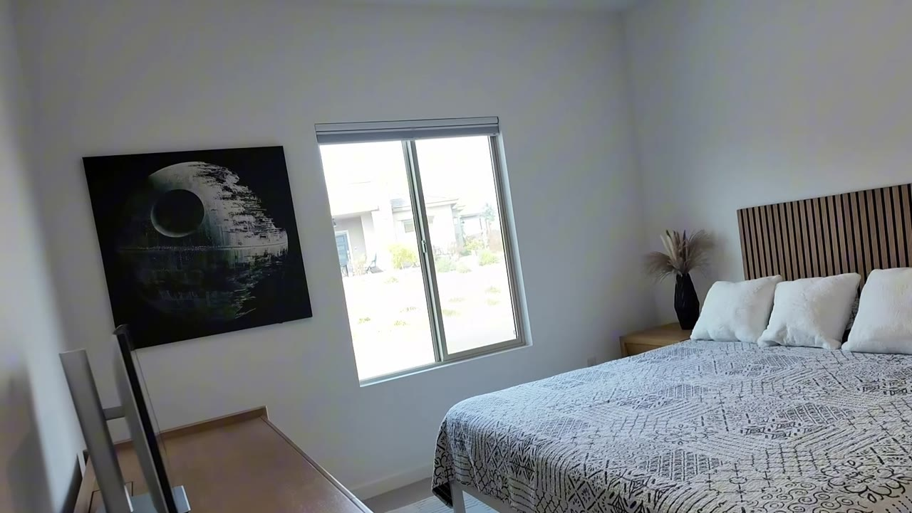 Second bedroom with a window view at 924 Kings Cliff Lane, 2 bedroom plus den 55+ home in Summerlin West