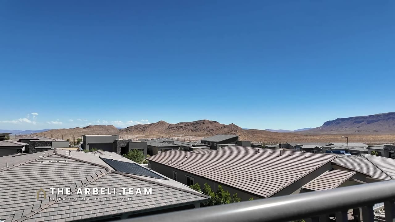 Mountain views over the rooftops from a 55+ home in Heritage at Stonebridge, Summerlin West 89138