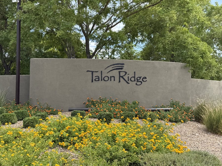 Stone entry monument reading Talon Ridge at the gated entrance to the Talon Ridge enclave inside The Ridges in Summerlin, Las Vegas, Nevada