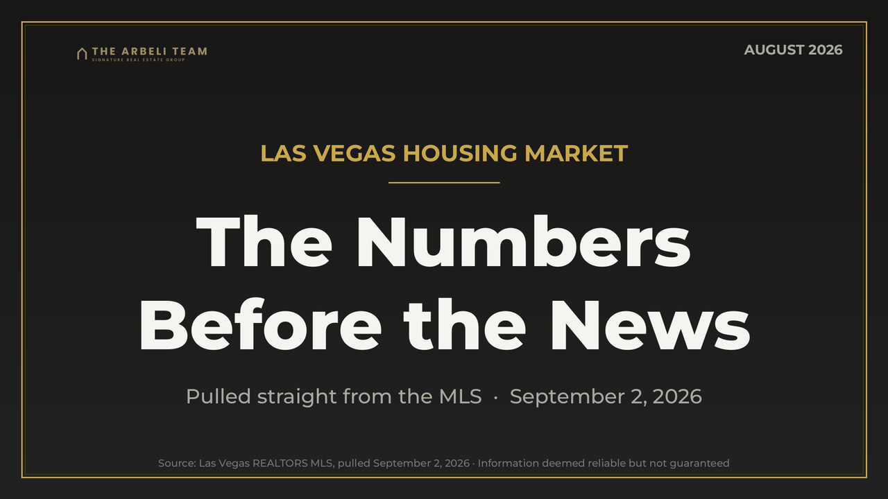 Las Vegas housing market August 2026 update from The Arbeli Team, the numbers before the news